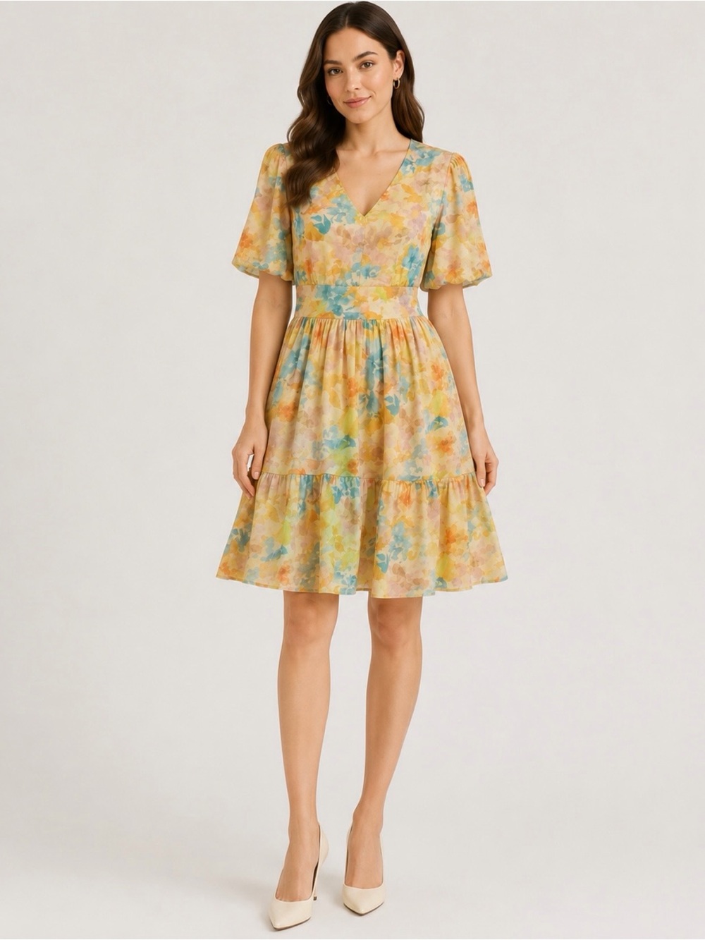 COPY - Roller rabbit water color floral flower print  cotton silk dress size M
